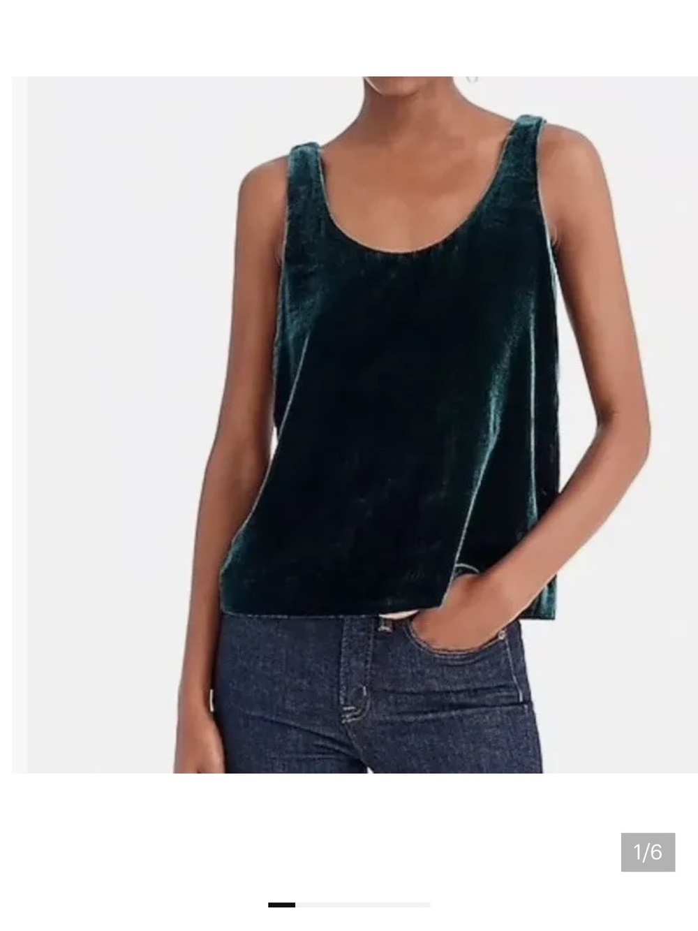J. Crew Velvet Scoop Neck Tank in Emerald